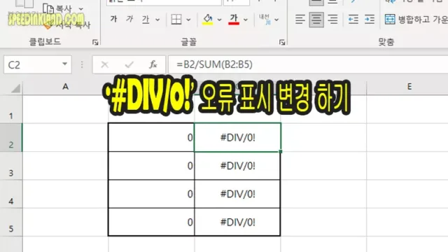 #DIV/0! 오류 표시 변경하는 방법
