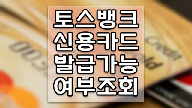 토스뱅크 신용카드 발급가능 조회하는 방법