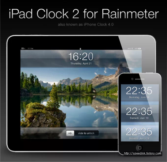 Rainmeter – ipad clock 2 레인미터 아이패드 스킨