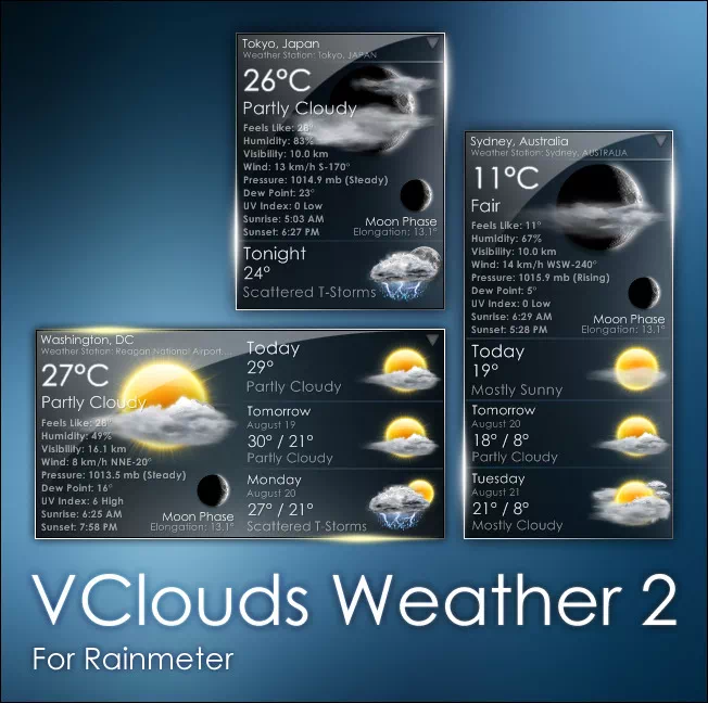 (한글)레인미터 날씨 스킨 - VClouds Weather 2