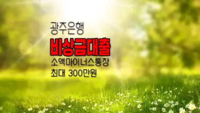 직장인 소액대출 광주은행 비상금대출 마이너스통장 총정리